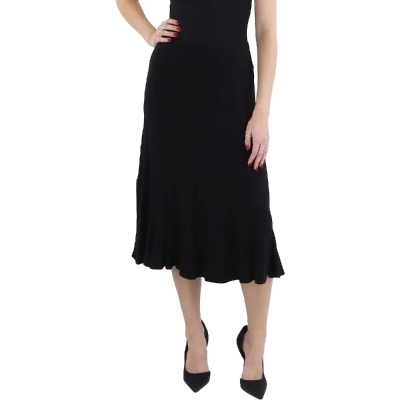 Women's U-Shaped Hem SkirtsWomens Office Mid-Calf Midi Skirt