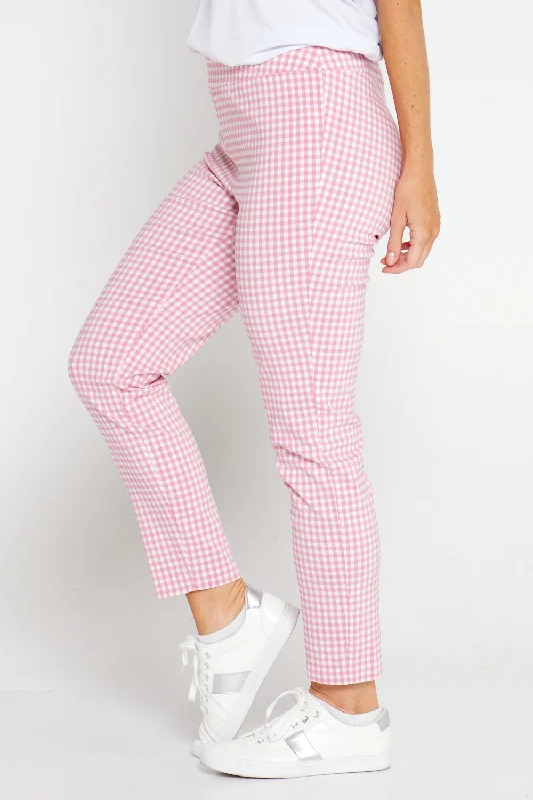 Women's Jodhpurs with Tapered LegMoira Pants - Pink Gingham