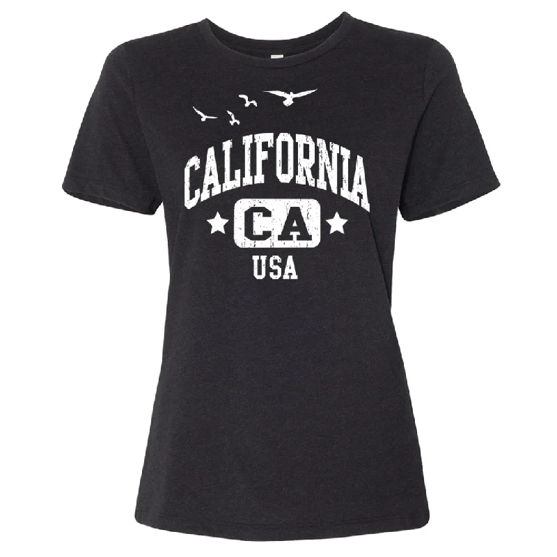 Women's Hooded Sweatshirts with Camouflage LiningCalifornia USA Women's Relaxed Jersey Tee