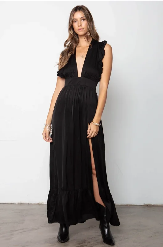 Women's Mandarin-Neck DressesWhat If Maxi - Black