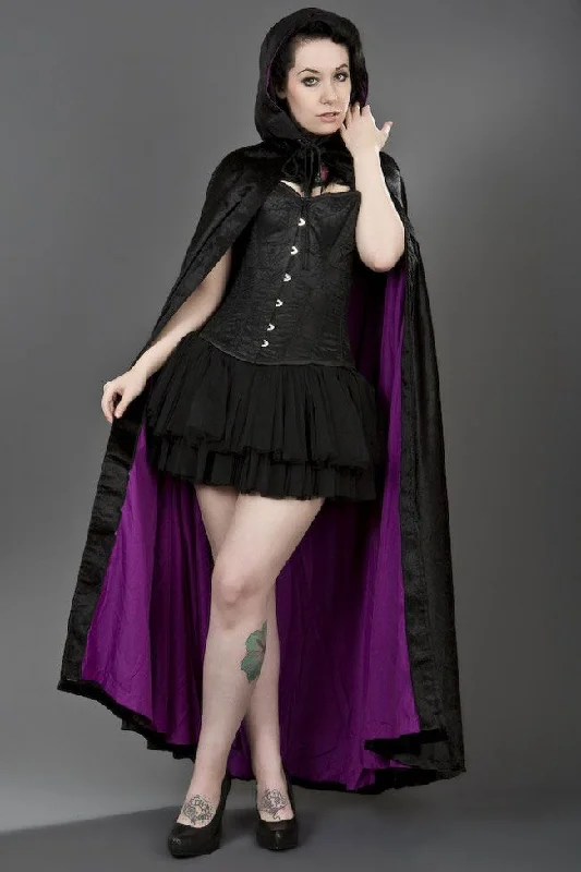 Women's HoodiesGothic Hooded Cape In Black Velvet And Satin Lining