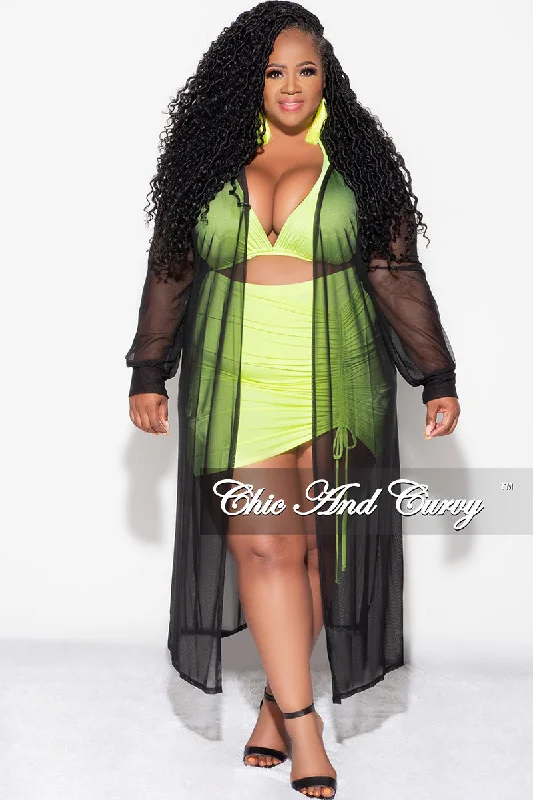 Final Sale Plus Size Mesh Duster in Black