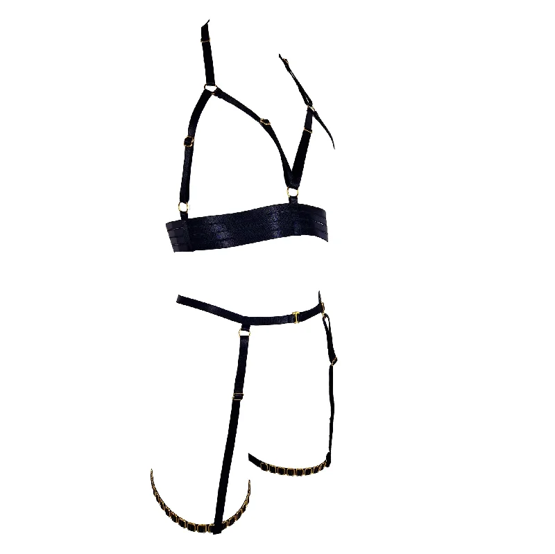 wire-free contour braHarness set with garters black