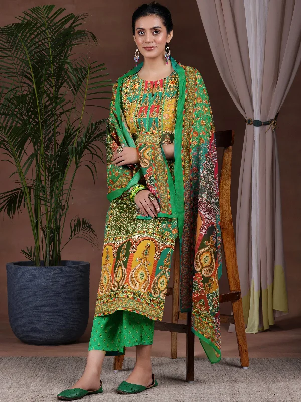 Women's Jumpsuits with PocketsMulti Printed Poly Crepe Straight Suit With Dupatta