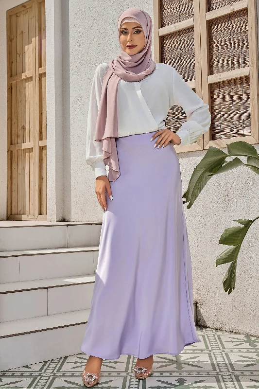 Women's Knit SkirtsLilac Satin Maxi Skirt