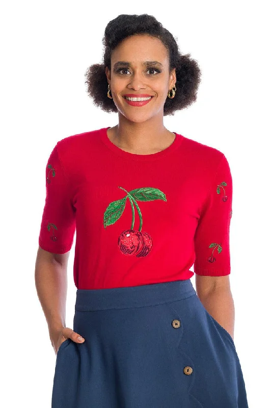 Women's Hooded Sweatshirts with Tapered WaistSweet Summer Cherry Jumper