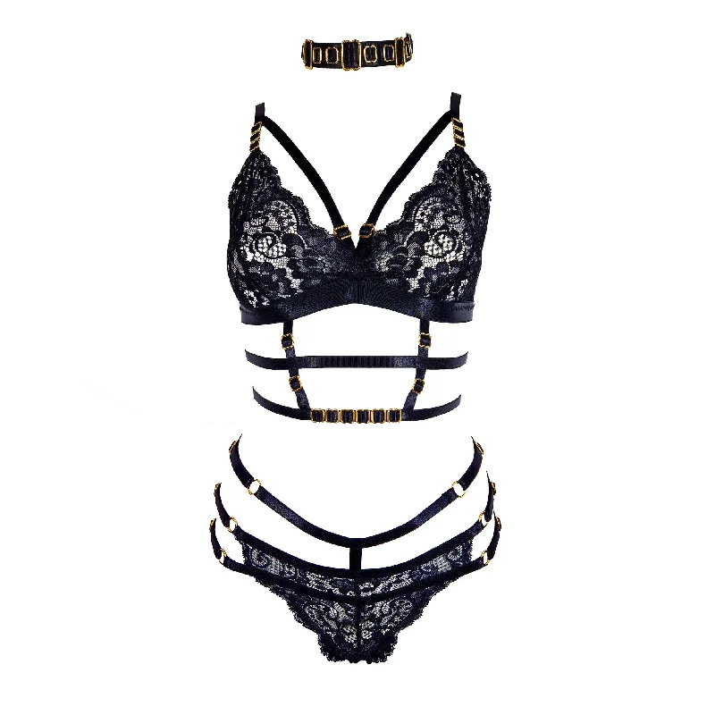 mastectomy bra with pocketsRock Star lace lingerie set black