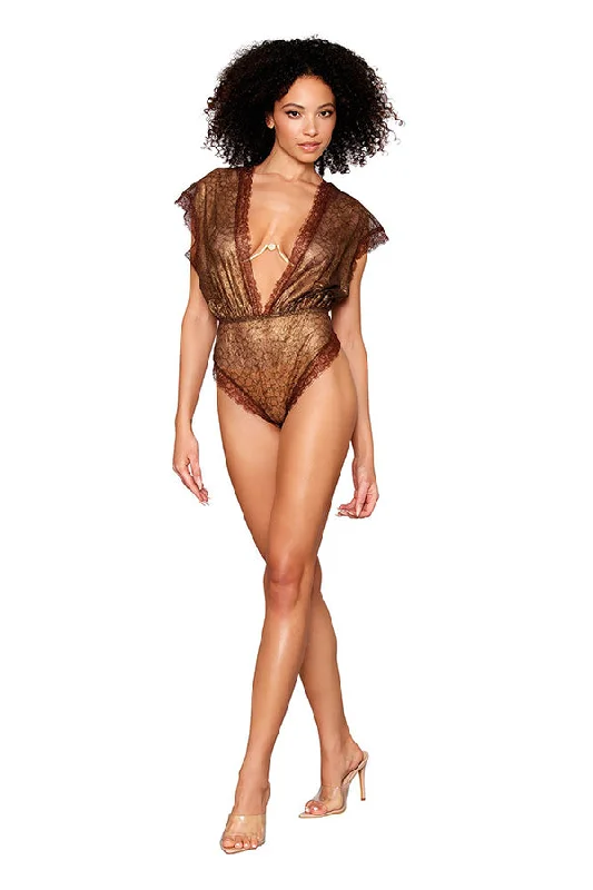 full-coverage body shaper for smooth linesGold-Foil Lace Blouson Teddy