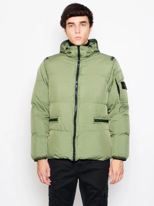 Women's Coats with Fur Trimmed BeltGiaccone in Reps di Nylon Riciclato Verde