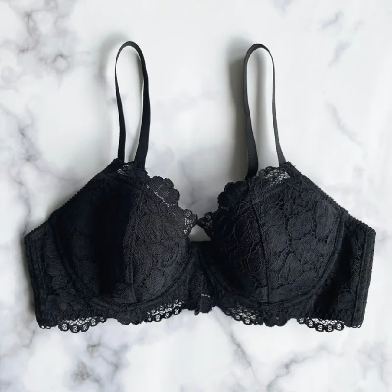 sheer lace braPeony Black Underwire Bra