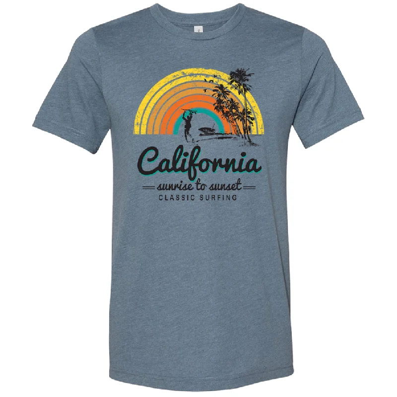 Women's Hooded CardiganCalifornia Classic Sunrise Surfing Asst Colors Sueded Tee