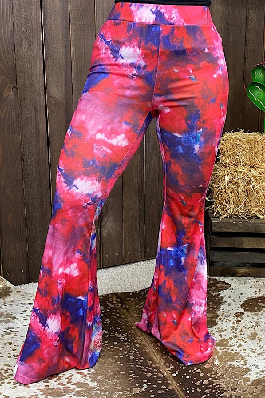 Women's Jodhpurs with ZipperXCH8964 Multi color tie dye bell bottoms IS22