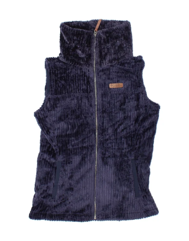 Women's Coats with Fur LiningCOLUMBIA Womens Fleece Gilet UK 14 Medium Navy Blue Polyester