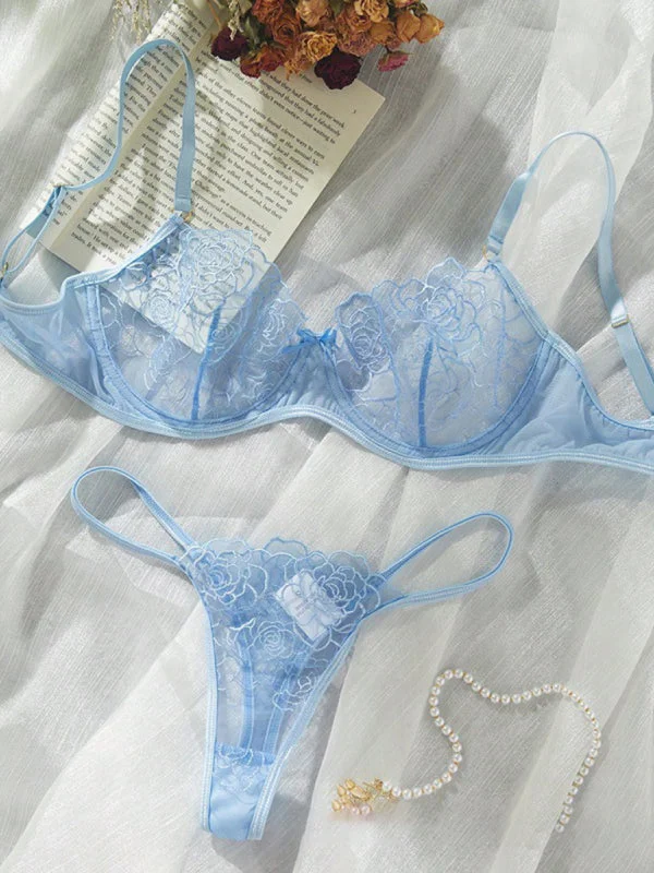 wireless bra for daily wearIndulge in Elegance: Three-Point Hollow Bra & Brief Set