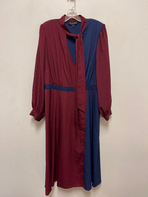 Women's U-Back DressesDress Casual Maxi By Eloquii In Blue & Red, Size: 1x