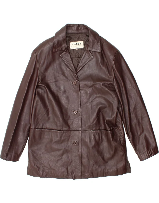 Women's Coats with Fur Trimmed ButtonsCONBIPEL Womens Leather Jacket UK 16 Large Brown Leather