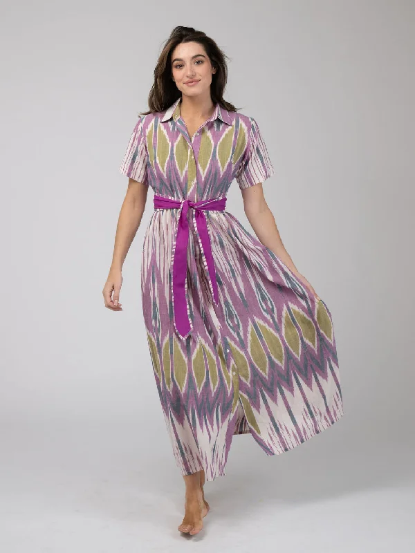 Women's Pencil DressesThe Elle Maxi Dress | Eco Purple Ikat