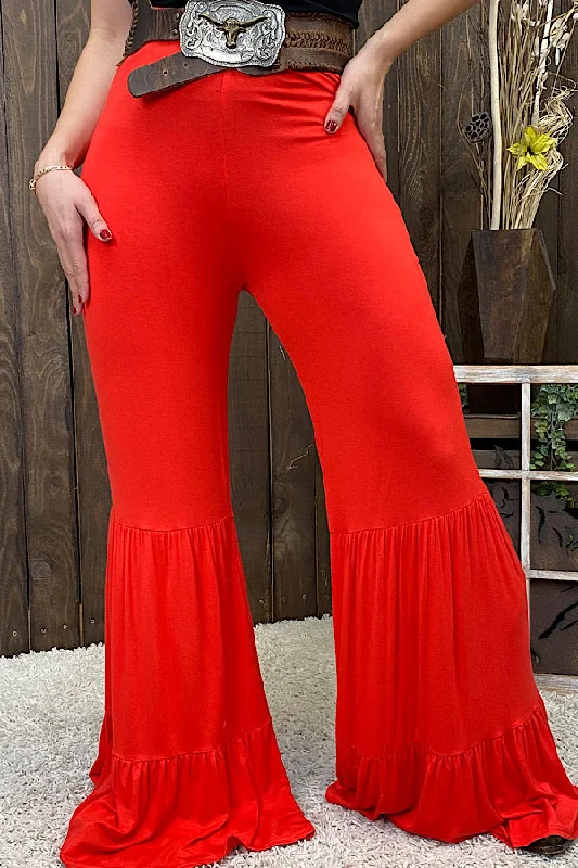 Women's Jodhpurs with Rounded CollarYMY11947-2 Red straights pants