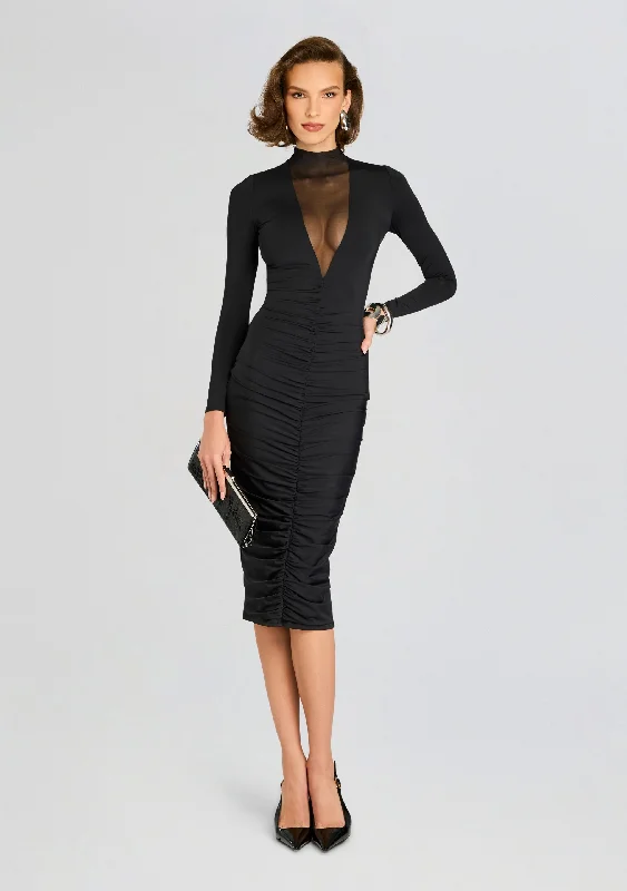 Women's Keyhole-Back DressesPriyanka Mesh V-Cut Midi Dress