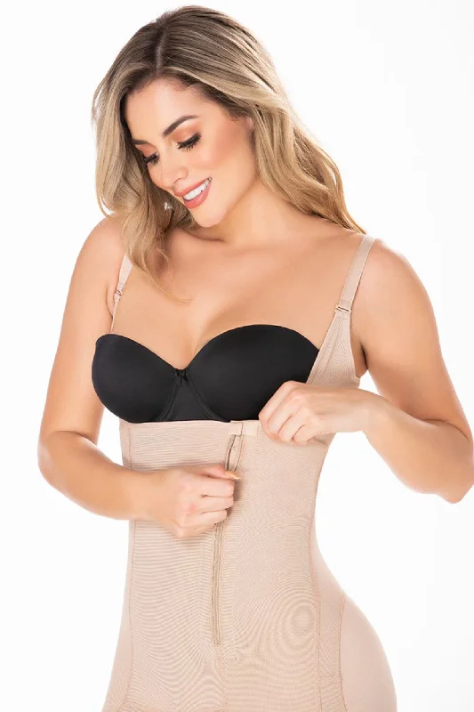 plus-size waist trainer with flexible boning for comfortOpen-Bust Full Body Gridle Shapewear