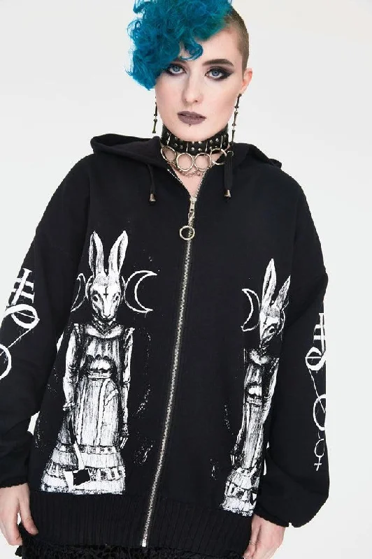 Women's Hooded Sweatshirts with Stretch WaistThe Shining Rabbit Hoodie