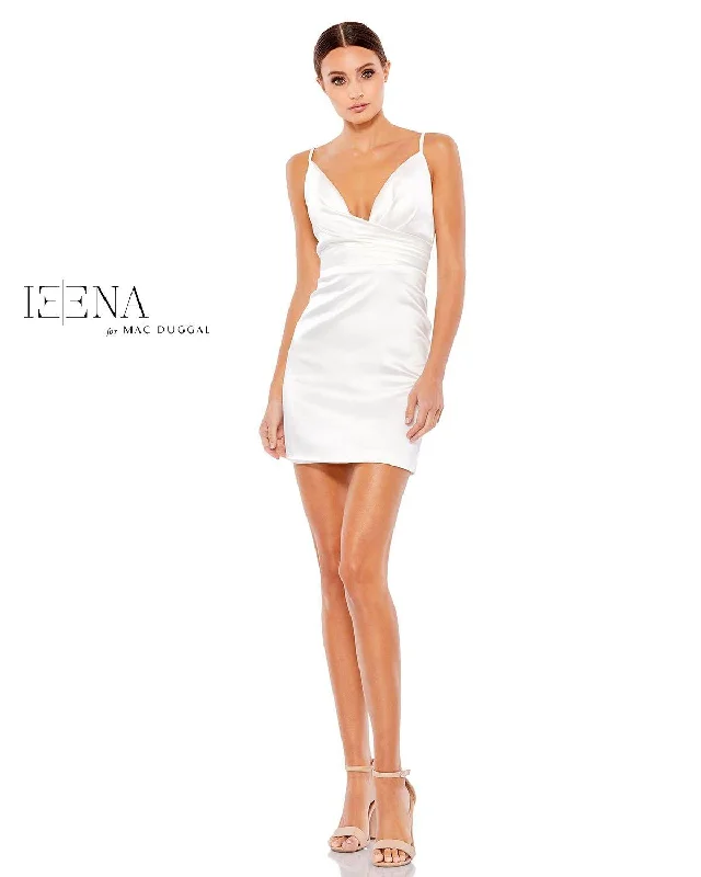 Women's Mandarin Collar DressesWhite 4 Mac Duggal 26481 Short Spaghetti Strap Mini Dress Sale