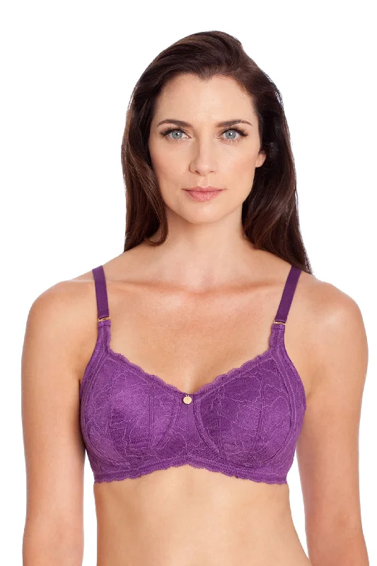 smoothing high-waisted bra for tummy controlEveryday Lace No-Wire Bra - Deep Violet