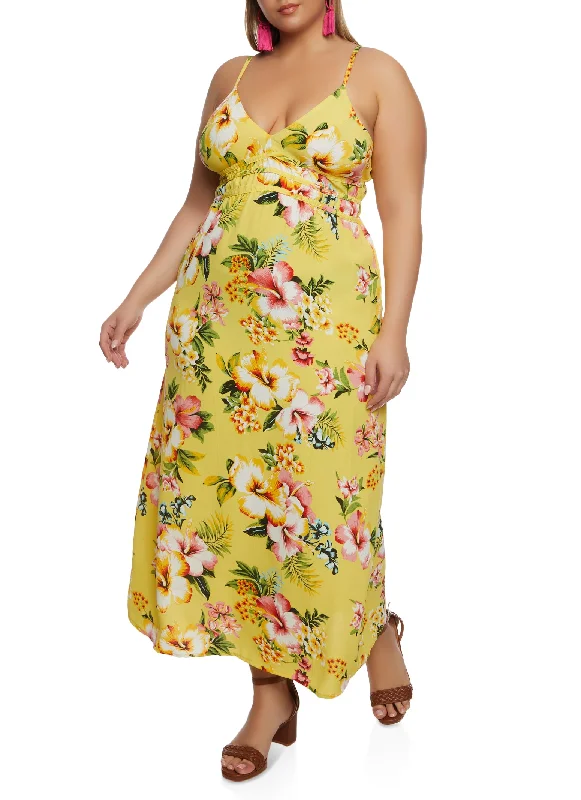 Women's Wrap DressesPlus Size Floral Print V Neck Maxi Sundress