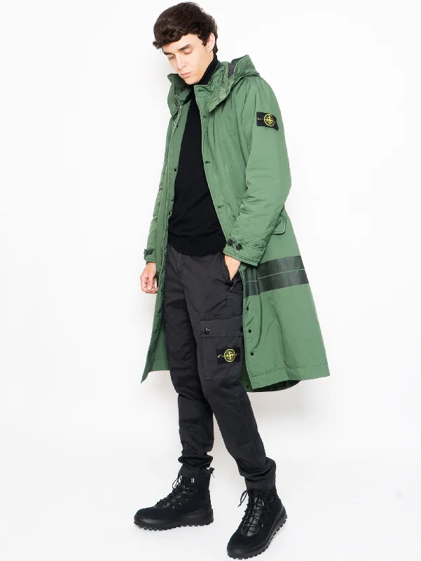 Women's Coats with Fur Trimmed HoodParka Lungo con Cappuccio Verde