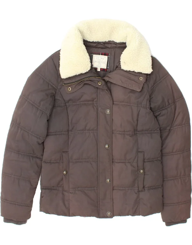 Women's Coats with Fur Trimmed ZipperFAT FACE Womens Padded Jacket UK 8 Small Brown Polyester