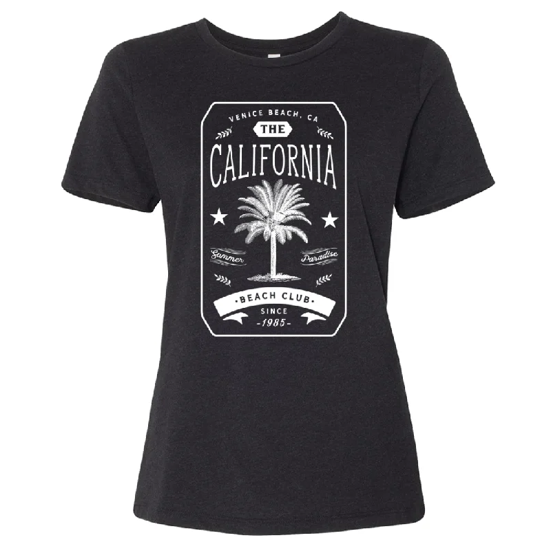 Women's Hooded CardiganCalifornia Beach Club White Print Women's Relaxed Jersey Tee