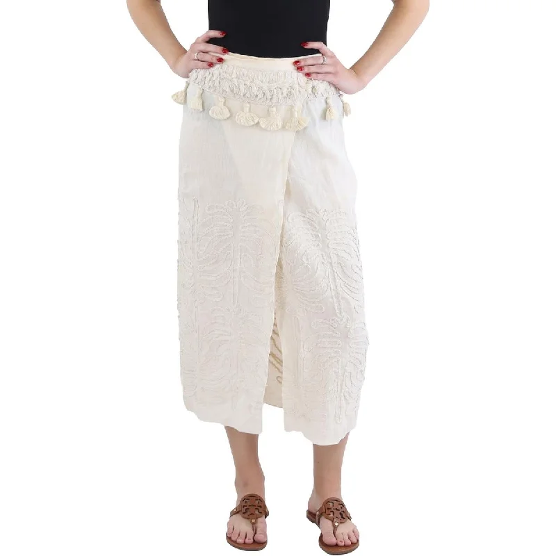 Women's Ruffled SkirtsTansania Sun Womens Linen Midi Wrap Skirt