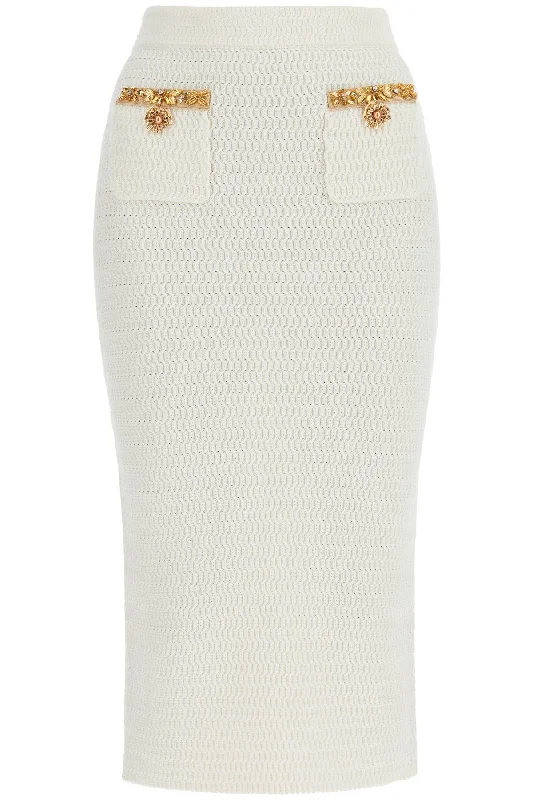 Women's Lapel Collar SkirtsSelf Portrait Women's 'Knitted Lurex Midi Skirt