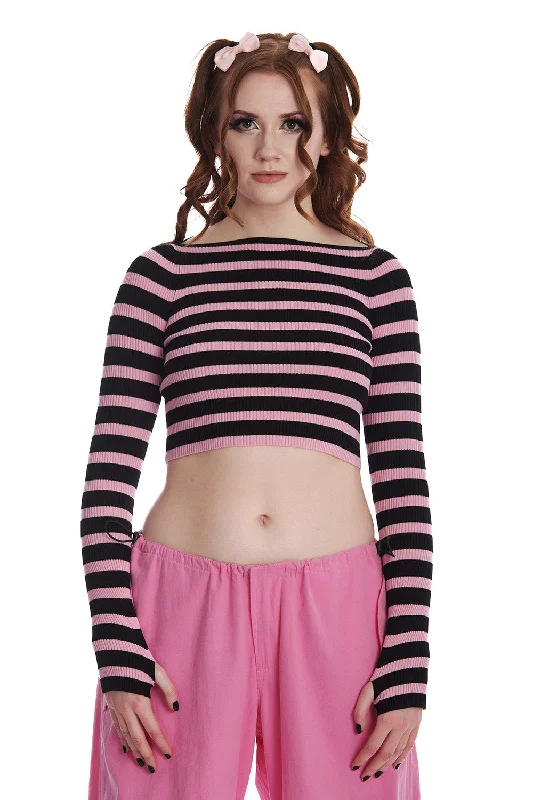 Women's Hooded Sweatshirts with Sherpa LiningFrances Striped Jumper