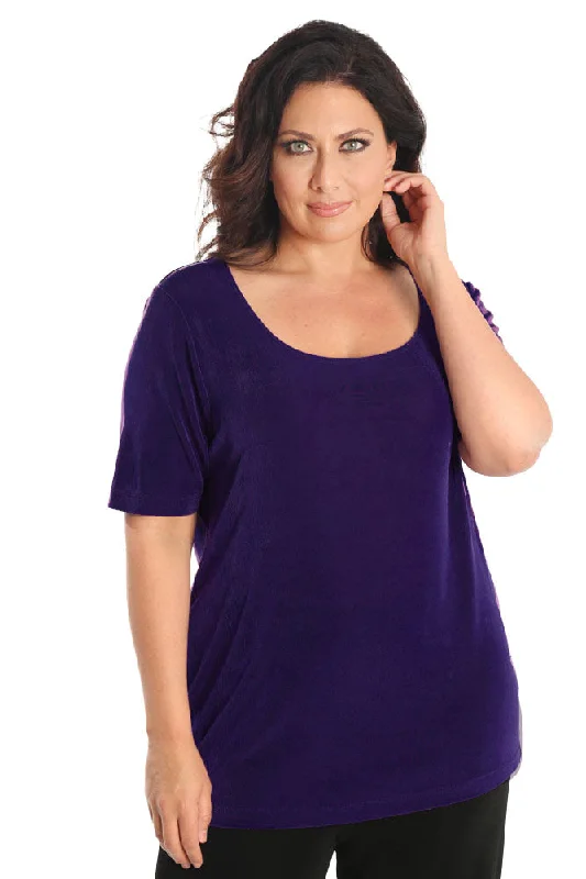 Women's Jodhpurs with High CollarVikki Vi Classic Royal Purple Short Sleeve Top