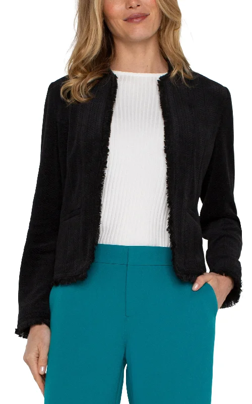 Women's Skinny JeansCOLLARLESS JACKET WITH FRAYED EDGES