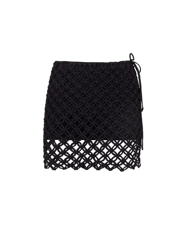 Women's Collarless SkirtsGio Macrame Mini Skirt - Black