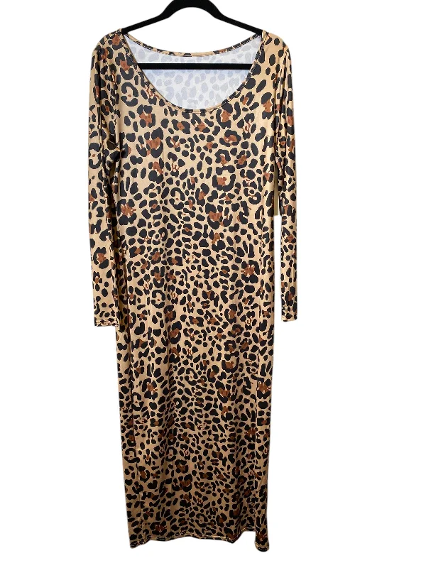 Women's Shawl Collar DressesDress Casual Maxi By Cmc In Leopard Print, Size: Xxl