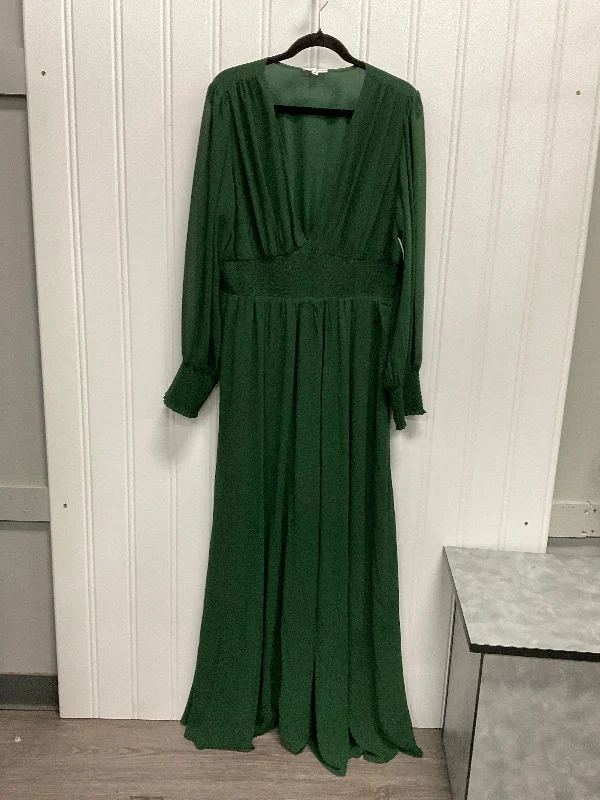 Women's U-Shaped Collar DressesDress Casual Maxi By Cmc In Green, Size: 2x