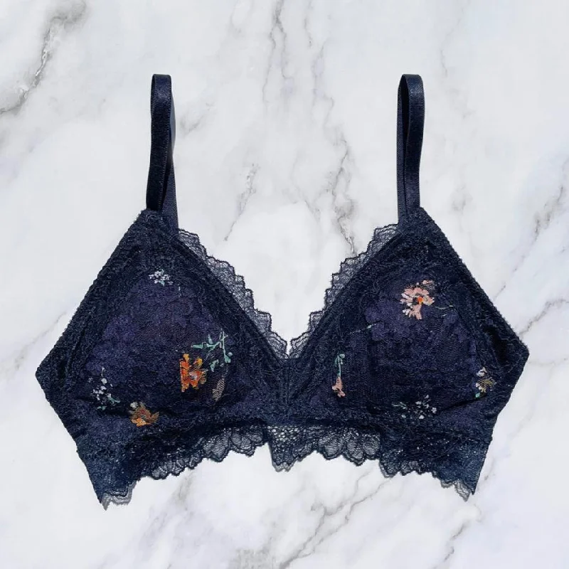 wireless bra for daily wearNight Garden Bralette｜Navy