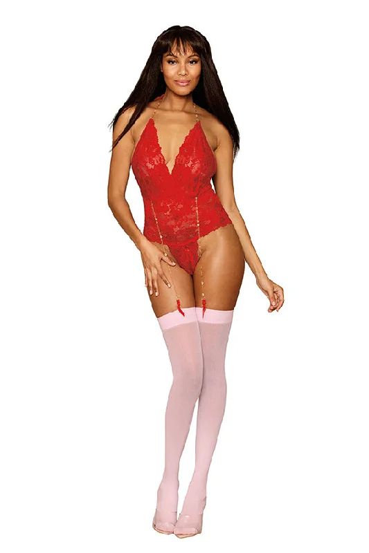 high-slit dress shaper with invisible seamsStretch Lace Garter Teddy