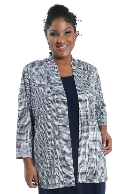 Women's Jodhpurs with Tapered LegVikki Vi Navy Plaid Kimono Jacket