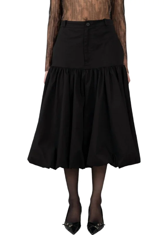 Women's Street Style SkirtsBalloon Midi Skirt In Black