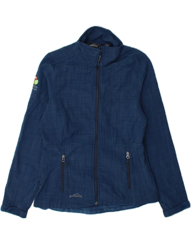 Women's Coats with Fur Trimmed ZipperEDDIE BAUER Womens Windbreaker Jacket UK 10 Small Blue Check Polyester