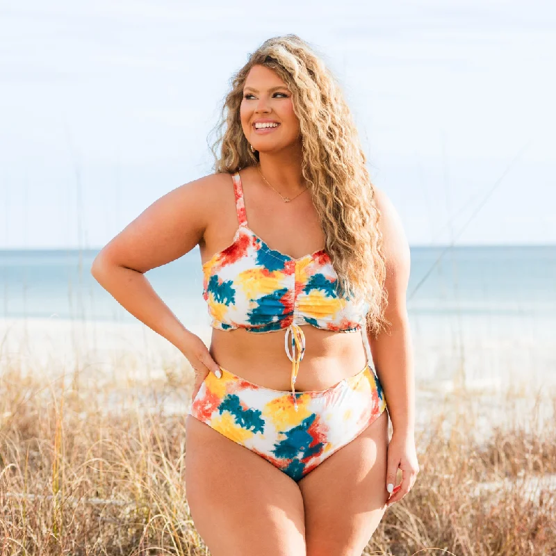 Coast Is Calling Swim Bottom, Tie-Dye Orange