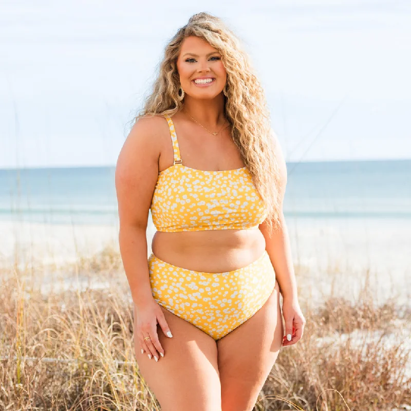 Feeling Fine And Sandy Swim Top, Yellow Floral