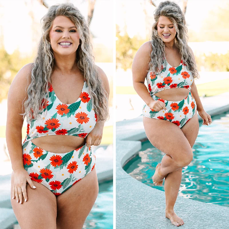 Catch A Wave Swimsuit, White Floral