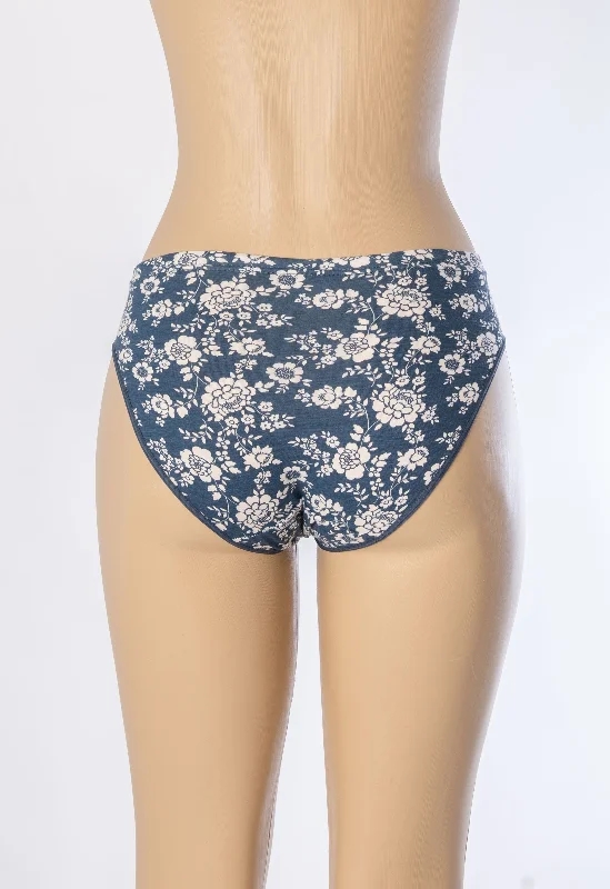 lightweight silk panties with a floral lace trimCotton Spandex High Cut