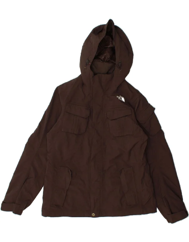 Women's Coats with Fur Trimmed HoodTHE NORTH FACE Womens Hooded Windbreaker Jacket UK 12 Medium Brown Nylon