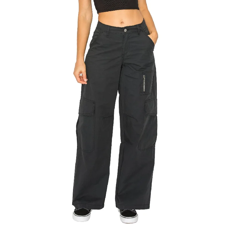 Women's Jodhpurs with Sweetheart NeckWide Leg Cargo Pants - Black